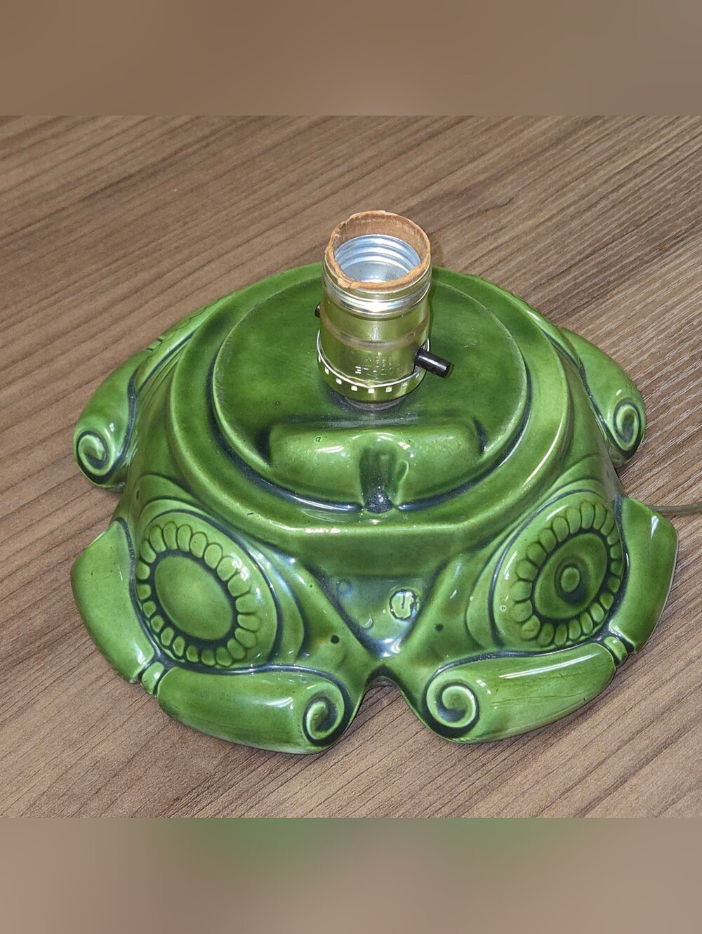 Vintage Ceramic Christmas Tree Base Lighted Atlantic Mold Green WORKS - Picture 2 of 10